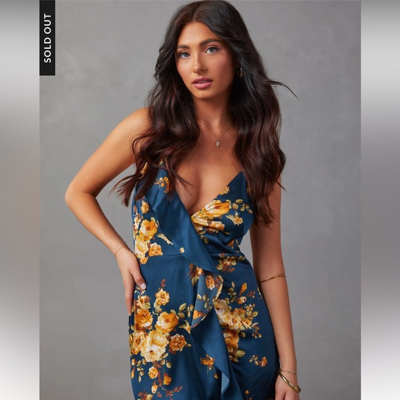 VICI Women's Floral Ruffle Maxi Dress Multicolor Size L Party Cocktail - Picture 14 of 16